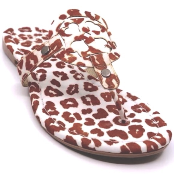 Leopard Brown White Sandals Canvas Sandals - Picture 3 of 3